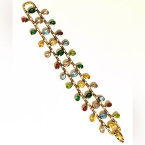 Vintage Multicolor Stone Precious 925 Gold Bracelet
